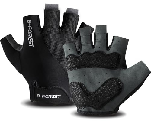 SkrekuiMa Kurzfinger Fahrradhandschuhe Herren Damen, Atmungsaktiv Sommer Radhandschuhe mit Gel Polsterung, rutschfest Stoßdämpfend für MTB Rennrad Citybike