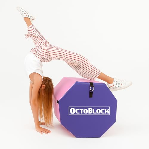 Original Cup OctoBlock Bloc Octogonal de Gymnastique Rose & Violet | pour Enfants et Adultes dès 120 cm | Mousse EPE & Revêtement PU | Idéal pour Exercices Gym, Motricité & Coordination | Aerobik