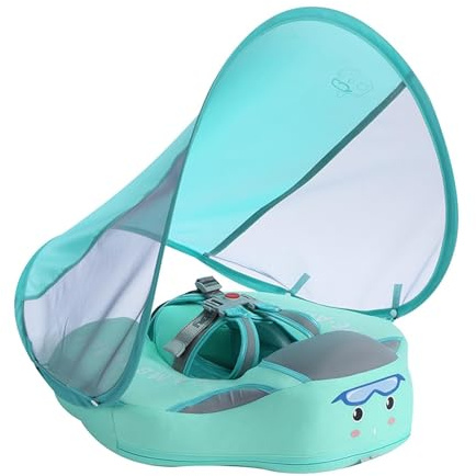 Baby Pool Float - Baby Pool Float | Icke-överflödbar småbarnspool float | Simning floatie med tak uppf50+ solskydd i 3-24 månaders barn, för Beach Lake Bathtub Vacation Travel