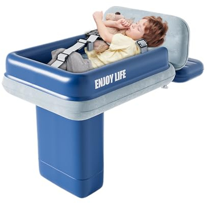 Ylnailky Lit Avion pour en Bas Âge,Matelas d'air Gonflable pour Enfant - Matelas Air Pliable pour Enfant avec Barrière de Sécurité pour Voyages Camping Train Maison