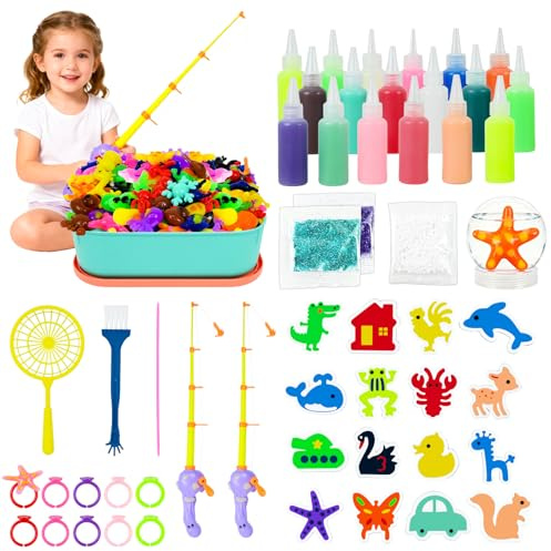 HERMORRYSS Magic Water Elf Kit Gel, 62 PCS Magic Water Elf DIY Giocattolo per Bambini con 18 Bottiglie Magical Gels, 3D Giocattolo Acquatico Fatto a Mano con 16 Formine, Regalo per Bambini 3+ Anni