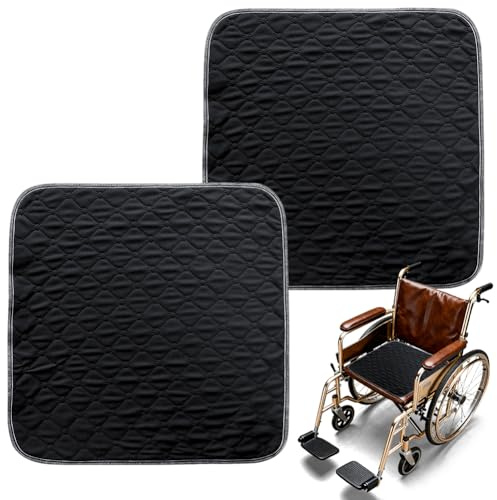 2 Stück wasserdichte Inkontinenz Sitzauflage, 50x50cm Inkontinenzunterlage Waschbare Rutschfester Inkontinenz Sitzauflage, Inkontinenzunterlagen Schwarz für Rollstühle, Sofas und Stühle