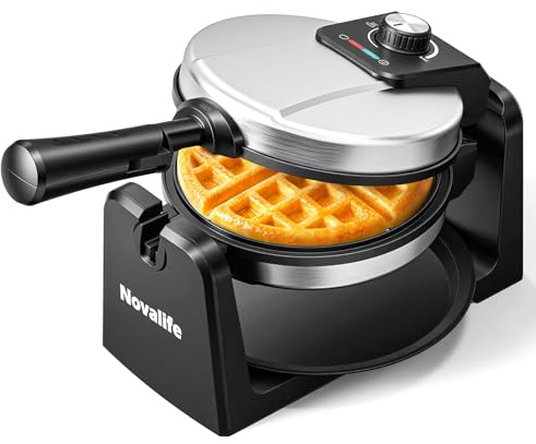 Waffle Maker, Rotating Belgian Waffle Maker, 180° Flip Waffle Iron, Non-Stick Plate, Adjustable Browning Control, Foldable Cool Touch Handle, Removable Drip Tray, Space Saving Storage, Stainless Steel