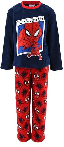 Marvel Spiderman Pijama Niño, Conjunto 2 Piezas Pijama Polar Suave, Talla 6 Años | Azul