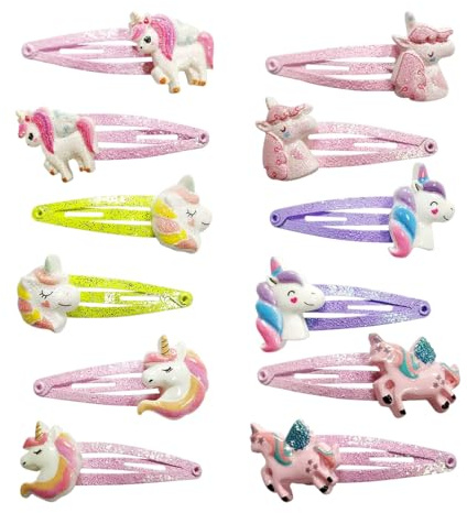 12 Pezzi Mollette Capelli Bambina Fermagli Per Capelli Bambini Unicorno Barrettes Glitter Per Ragazze