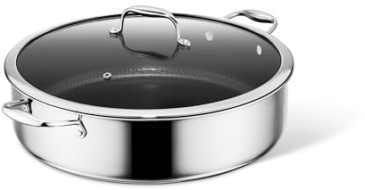 HexClad 10 Qt Hybrid Nonstick Deep Sauté Pan with Lid, Induction Ready