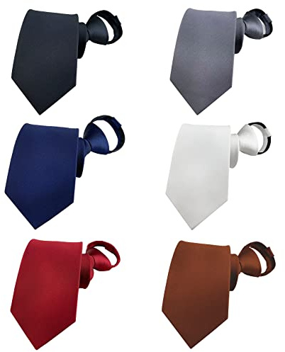BESMODZ Mens 6PCS Zipper Ties Pretied Wedding Formal Necktie Stripe Neck Tie Set