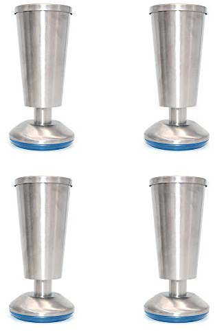 4er-Set NUZAMAS Cabinet Legs Küchenfüße Arbeitsplatte, Cup Shape, 120 mm hoch, Einheit, Frühstücksbar, Schreibtisch Tischbeine Möbelbeine - Edelstahl - 0-5 mm höhenverstellbar