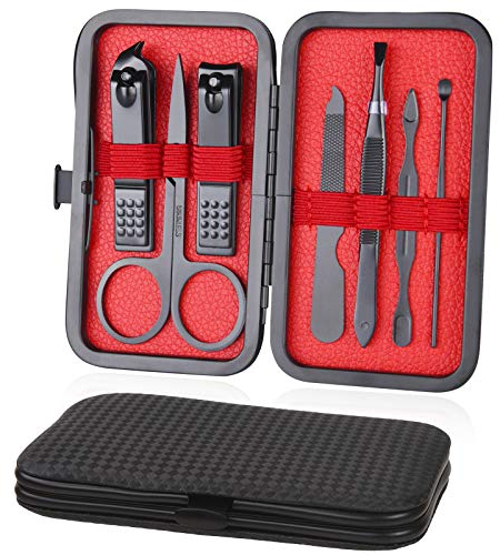 URAQT Set Manicure Unghie Professionale, Strumenti per Manicure e Pedicure con Box PU, 7 Pezzi