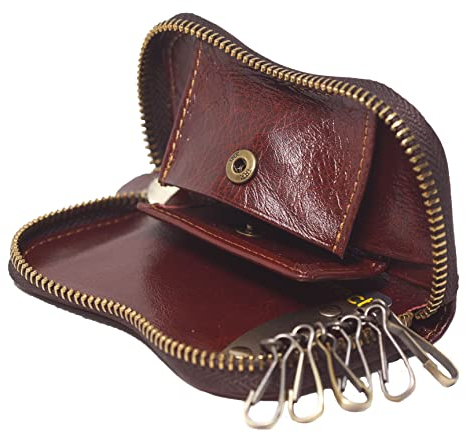 BAWAKO Portachiavi in pelle per donna e uomo, portachiavi con portachiavi per 6 chiavi, portamonete piccolo per monete, portamonete