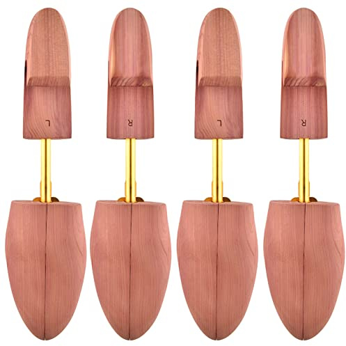 tongzaner Cedar Shoe Tree for Men, Wide Heel Women's Adjustable Shoe Tree, Split Toe Cedar Boot Tree (2-PACK) (M (Fits Shoe Sizes9-10))