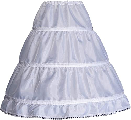 Aibaowedding Reifrock Mädchen Petticoat 3 Creolen Petticoat Reifrock Full Slip Blumenmädchen Krinoline Rock(Weiß, 7-13 Jahre)