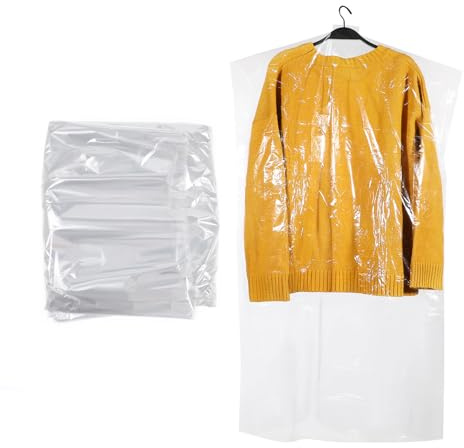 DOITOOL 50 Pezzi Copriabiti Antipolvere Trasparenti 60x100cm, Custodia Porta per, Giacche, Camicie, Sposa, Cappotti, Camicie, Antitarme, Impermeabili