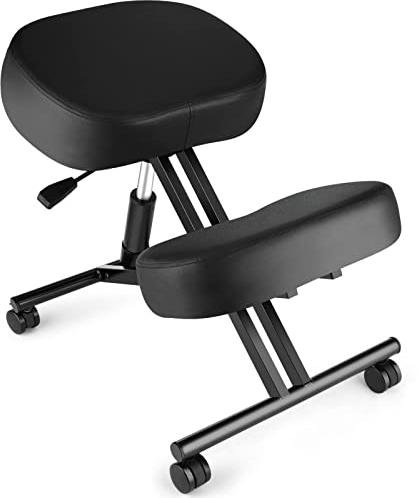 Himimi Kniehocker, ergonomisch, knieverstellbar, für die Haltung, für Zuhause und Büro, 57 x 46 x 70,99 cm; 7 kg, Höhenverstellbar von 53,34 bis 71,12 cm, Schwarz
