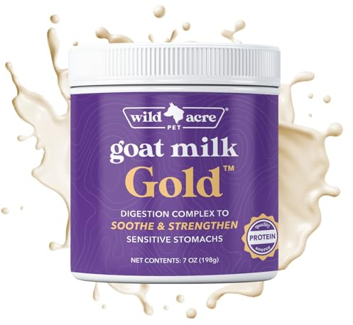 Wild Acre Goat Milk Powder for Dogs - Complete Protein Goat Milk with Nutritional Yeast for Sensitive Stomachs - Gentle Probiotic & Prebiotic Protein for Dogs, Puppies and Cats - 7oz