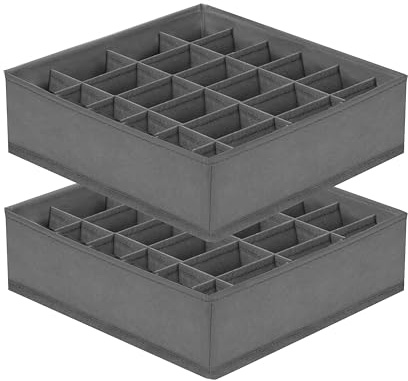 SabMak Underwear Drawer Organiser Divider – Bedroom Storage Boxes for Bras, Underwear, Socks, Ties, Baby Cloths, Wardrobe Clothes Organiser (set of 2)