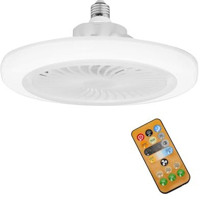 Ventilatore da soffitto con luce e telecomando a LED, 3 colori, dimmerabile, timer, 30 W, ventilatore soffitto con lampada E27, 3 velocità, per soggiorno e camera (telecomando, 3 colori)