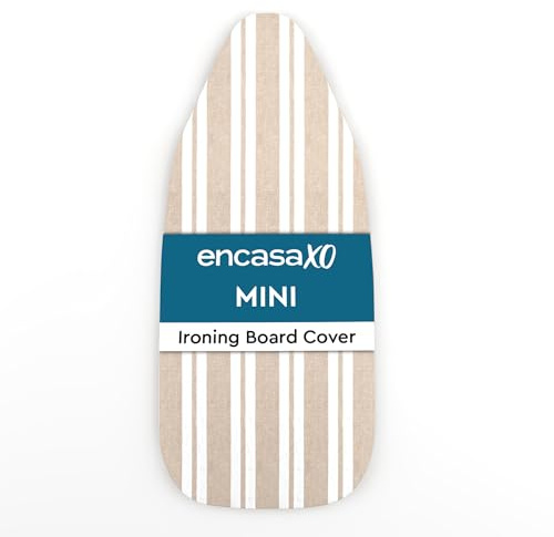 Encasa Xo Housse De Rechange pour Table À Repasser avec Rembourrage Extra Épais, Élastique Et Résistant À La Chaleur, S’Adapte Aux Tables Larges Standard (72x30 cm), Rayures Franca Beige, Robuste.