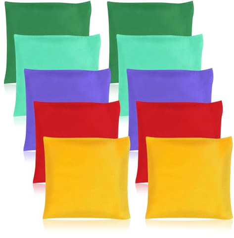 Sacchetti per fagioli, 10 pezzi Cornhole, colorati Bean Bags, set di sacchi da lancio per bambini, pouf da lancio, pouf colorato per giardini all'aperto (10 x 10 cm)