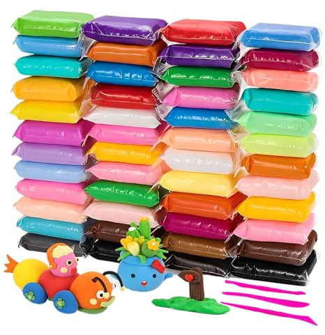 Eowppue Pasta Modellabile per Bambini, 48 Colori, Regalo Creativo per Ragazzi e Ragazze di 3-12 Anni, 30 Pezzi, Asciugatura all'Aria