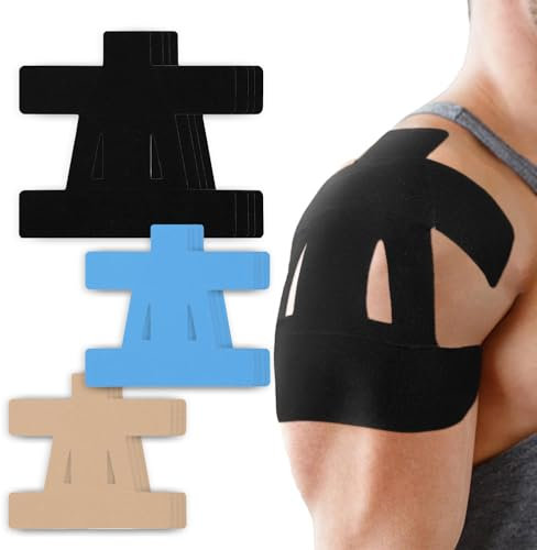 XFSRG 12 Pezzi Tape Sportivo le Spalle Pretagliate Kinesiologicinastro Professionale Impermeabile Elastico Fisioterapia Nastro Kinesiologico Adesivo per Il Supporto Muscolare(Multicolore)