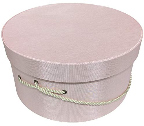 Sarah's Hat Boxes Classic Pink Hat Box – 12.75 x 6.5 (Dia. x Ht.) Handmade in USA – Odorless Non-Toxic Adhesive, Cording Handle – Premium Storage for Hats & Accessories