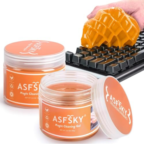 ASFSKY 2 Stück Tastatur Reinigungsgel, Reinigungsgel für den Innenraum Zubehör Innenraum Schleim Auto Universeller Reinigungsschleim für Auto, Computer, Drucker, Kameras (Orange)