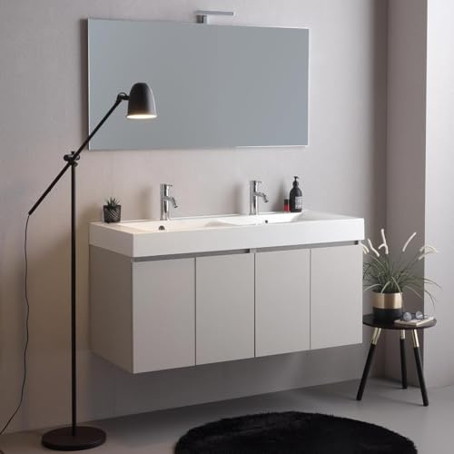 Kiamami Valentina - Mobile bagno sospeso 120cm 4 ante con doppio lavabo | Valentina