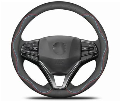 Leather Car Steering Wheel Cover for Hyundai Tucson Hybrid 2022-2024, Leather Steering Wheel Cover Car Handle Cover for All Seasons Comfort Grip Sports