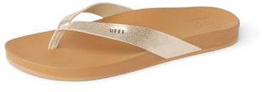 Reef Cushion Court Womens Flip Flop, Molded Cushion Footbed, Arch Support, Tan/Champagne, 9
