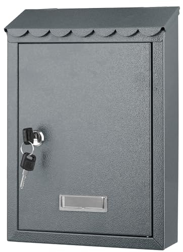 Bakaji Cassetta Postale da Parete in Acciaio Inox Buca Lettere per Posta da Esterno con Chiusura a Chiave (Grigio)
