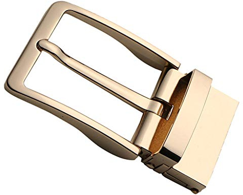 B Baosity Fibbia per Cintura Semplice Rettangolare Fibbia per Cintura Reversibile Lucidata a Cricchetto 40 Mm - Oro, 8x4cm