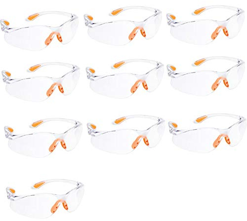 HONGCI 10 Pack Safety Glasses, Clear Goggles, Protection, Shatterproof, Anti-Fog Coating, Unisex, Age 8+