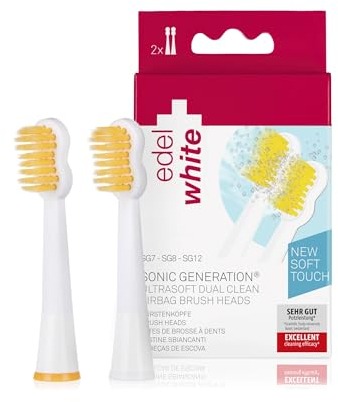 edel+white Dual Clean Ultrasoft Lot de 2 têtes de brosse à dents Airbag pour brosse à dents électrique, compatibles avec toutes les brosses à dents edel+white