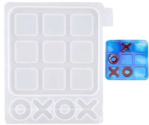 SAVITA 1 Pièces 13×12cm Moule Tic Tac Toe Moule de Coulée en Résine Époxy Silicone pour Bricolage Jeu de Table pour Enfants Jeux de Société pour la Famille