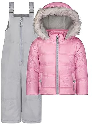 Jessica Simpson Two-Piece Girl's Heavyweight Snowsuit Set: Snow Bib & Puffer Ski Jacket Combo – Toddlers’ Essential Winter Wear (Lilac, 7-8)