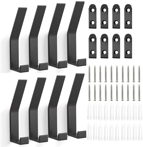 Kleiderhaken Wand Garderobenhaken Schwarz Kleiderhaken 8 Stück, Garderobenhaken Wand Moderne Garderobenleiste Wand Handtuchhaken zum Bohren für Jacken Mäntel Schals Handtaschen - Schrauben Unsichtbar!