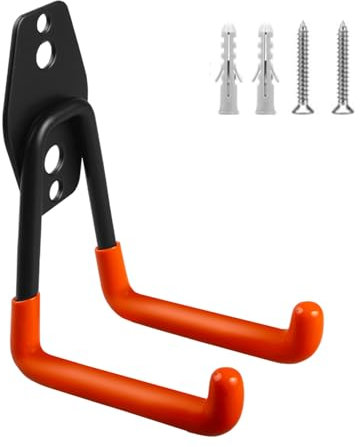 Maclean MC-442 Gancho de Garaje, Soporte de Pared para Neumáticos, Escalera, Bicicleta | Colgador de Herramientas para Organización, Doble de Almacenamiento (1, Carga máx.: 70 kg)