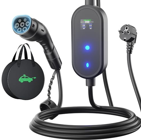 EV Ladegerät Typ 2 Ladekabel 8M Zimiking 8/10/13/16A Verstellbares elektrisches Autoladegerät mit digitalem Display IP67 wasserdicht und Tragetasche