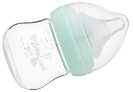 GARVALON Babyflasche mit Weitem Hals Aus Glas – Weicher Schnuller Zum Stillen Von Neugeborenen bis Kleinkindern 90 Ml Grün