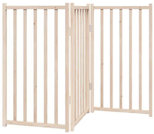 vidaXL Barrière pour Chien Pliable à 3 Panneaux 150 cm Bois Massif Sapin