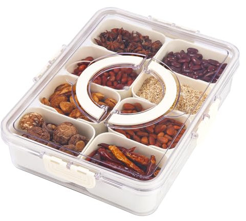 Taoxee Snackbox mit 8 Fächern und Deckel Snackteller mit Deckel Snackbox Organizer Snackschale für SüßIgkeiten Candy Veggie Keks Nüsse Desserts Obst