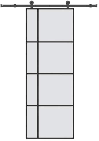 vidaXL Puerta corredera con set herrajes vidrio ESG aluminio 76x205 cm