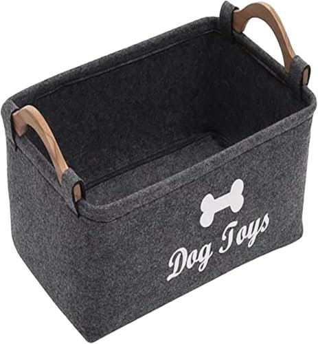 TSQZE Aufbewahrungskorb Für Hundespielzeug, Filz Aufbewahrungsbox, Faltbare Spielzeugkiste Für Hund Mit Griff, Für in Dem Tierbedarf Und Haustierspielzeug Aufbewahrt Werden