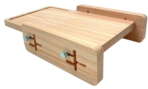 Affettatrice per pane in legno, 27 x 18 x 6 cm, pieghevole, con griglia regolabile in legno, supporto orizzontale, guida per la casa