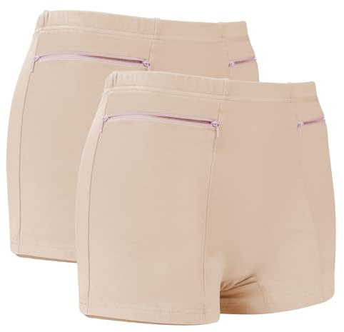 LUWOO Calzini per Donna, Biancheria Intima da Viaggio con Cremallera Calzini per Donna, Dimensione Piccola 2 Confezioni (Marrone Chiaro)