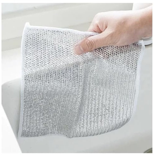 Torchon multifonctionnel anti-rayures en fil métallique, chiffons à vaisselle en fil polyvalent, gommages et nettoyages : vaisselle, éviers, comptoirs, plaques de cuisson | Rinçage facile, lavable en