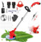 6 inch Akku Rasentrimmer mit Akku und Ladegerät, 12V 3 in 1 Rasentrimmer Kabelloser Rasentrimmer Kantenschneider mit verstellbare Teleskopstange 8500R/min 450W Gartenmäher (Rot)