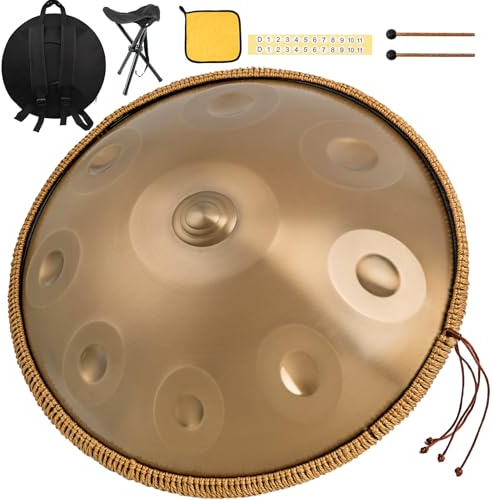 440Hz Handpan Drum 9 Tonos 22 Pulgadas Handpan Instrument Rey Menor Handpan Music Percusión Armónica con Resonancia Cómoda Ideal para Principiantes Sound Healing Meditación