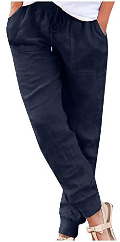 Pantalones de chándal para mujer, pantalones casuales, pantalones anchos holgados, bolsillo de impresión de harén, pantalones de talla grande, azul oscuro, 3XL